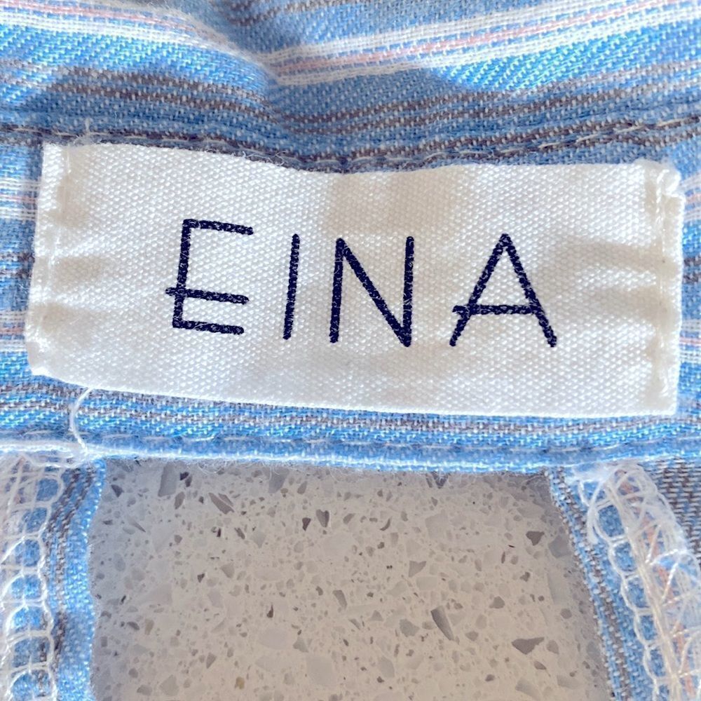EINA Striped Blue White Button Down Short Sleeves Shirt Dress Small Mini - Picture 4 of 13